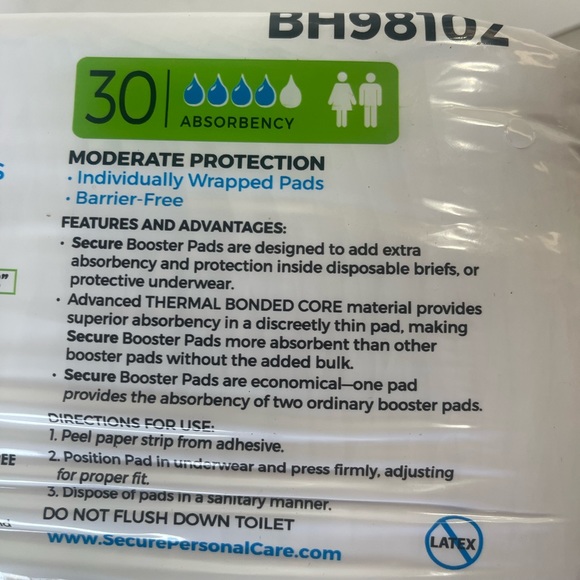 Secure booster pads 90 pc BH98102 Ultra Bladder Control incontinence pad unisex - Picture 3 of 7